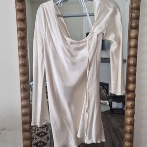 Shona Joy Elegant Cream Long Sleeve Dress